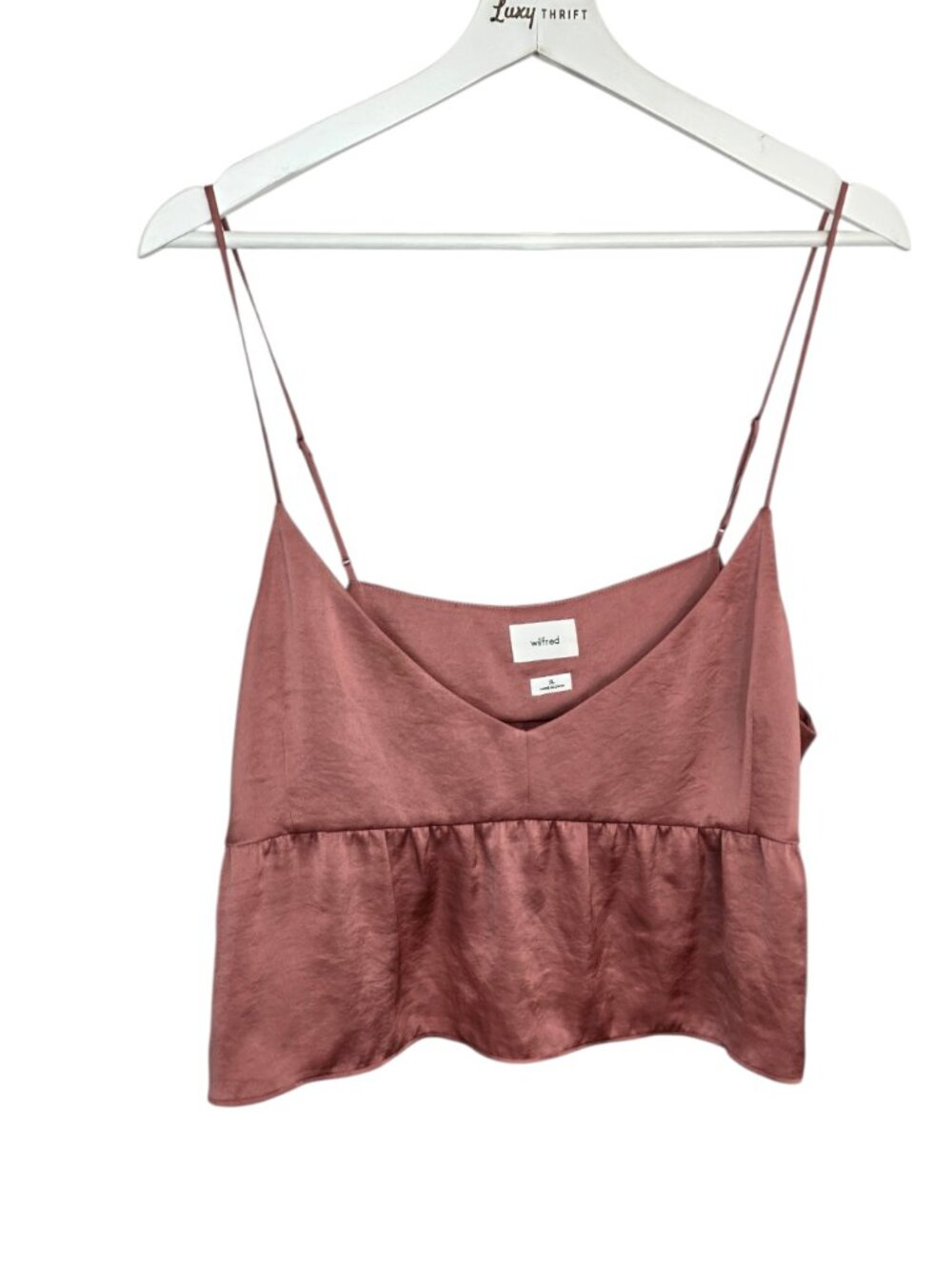 Aritzia Wilfred Lover Satin Camisole, Cropped, Flounce, Size XL